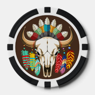Lot De Jeton De Poker Crâne de buffle emblème amérindien