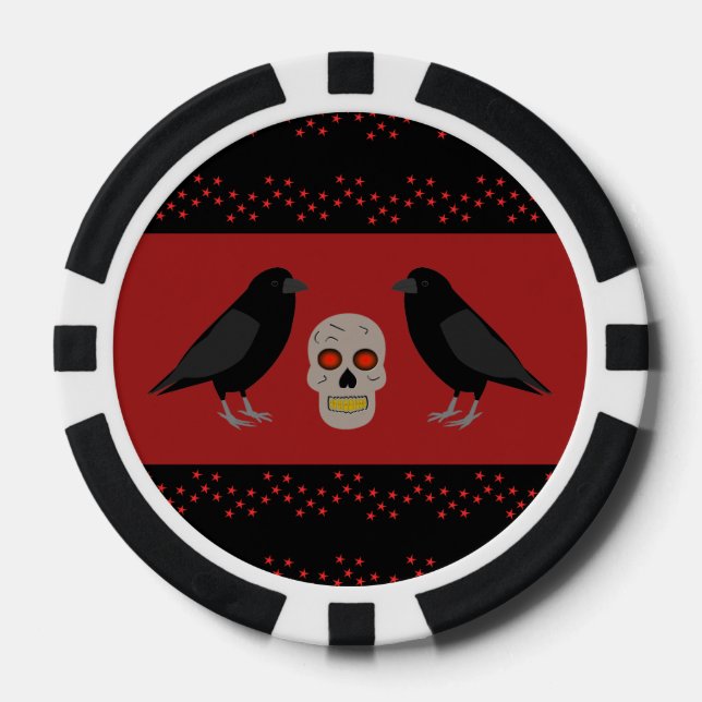Lot De Jeton De Poker Crâne gothique et ravens du gardien Halloween (Recto)