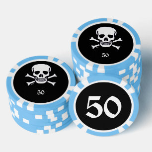 Lot De Jeton De Poker Crâne n os noir lt bleu 50 puce de poker rayé