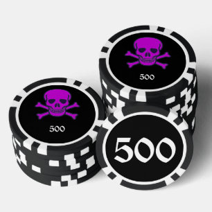 Lot De Jeton De Poker Crâne n os noir violet 500 puce de poker rayé