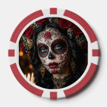 Crimson Rose Calavera – Jour des Morts élégant