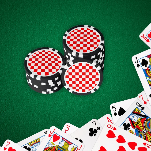 Lot De Jeton De Poker Croate Rouge Blanc Géométrique À damiers Motif (Créateur téléchargé)