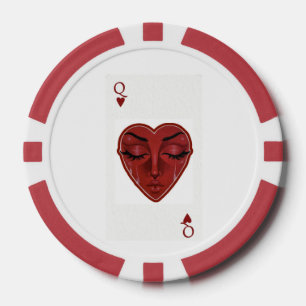 Lot De Jeton De Poker Crying Queen of Hearts Surreal Playing Card Design