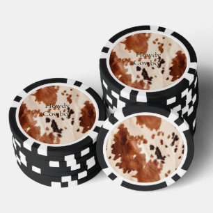 Lot De Jeton De Poker Cuir de vache Noël Sud-Ouest Crème Marron