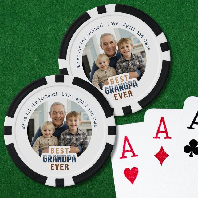 Lot De Jeton De Poker Custom Text Photo Best Grandpa Ever (Créateur téléchargé)