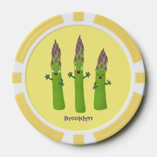 Lot De Jeton De Poker Cute asperges chantant un trio végétal dessin anim