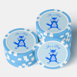 Lot De Jeton De Poker Cute Blue Baby Boy Fox Custom Gender Revela