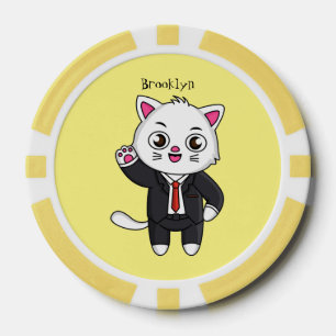 Lot De Jeton De Poker Cute chaton chat en costume d'affaires dessin anim