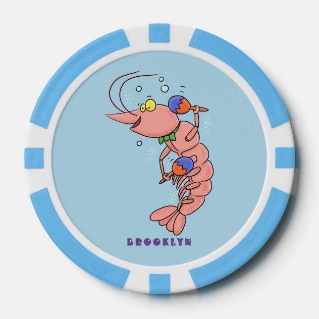 Lot De Jeton De Poker Cute happy shrimp, dessin animé de crevettes (Recto)