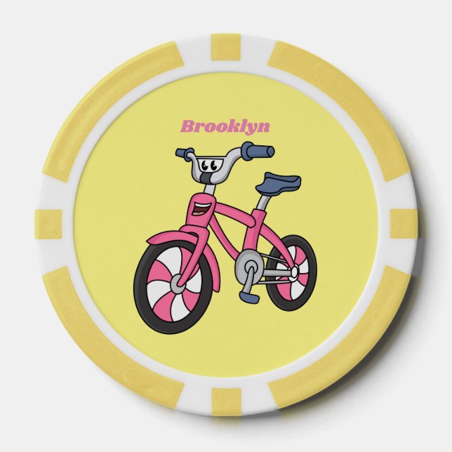 Lot De Jeton De Poker Cute pink kids bicycle cartoon illustration (Recto)