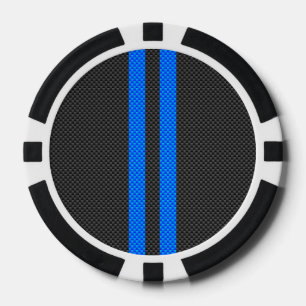 Lot De Jeton De Poker Cyan Blue Carbon Fiber Style Racing Stripes