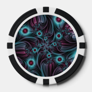 Lot De Jeton De Poker Dans la profondeur Bleu rose Abstrait Fractal Art
