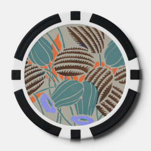 Lot De Jeton De Poker Décoration Florale Moderne Bohème Sarcelle et Lava