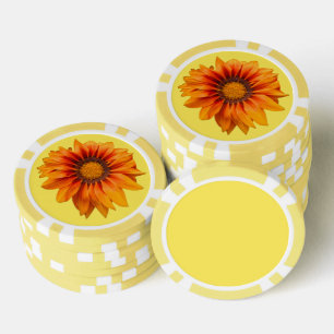 Lot De Jeton De Poker Dégradé de fleurs orange jaune vif découpé