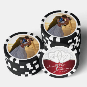 Lot De Jeton De Poker Design Mariage de couple en rouge foncé