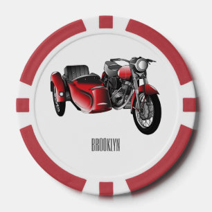 Lot De Jeton De Poker dessin animé de la moto Sidecar