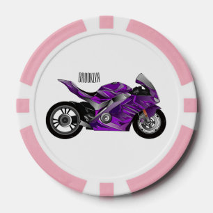 Lot De Jeton De Poker Dessin de moto de sport violet