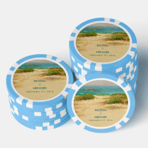 Lot De Jeton De Poker Destination de mariage côtier plage aquarelle