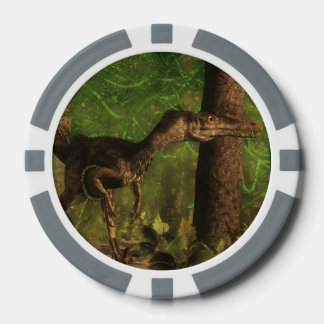 Lot De Jeton De Poker Dinosaure vélociraptor dans la forêt