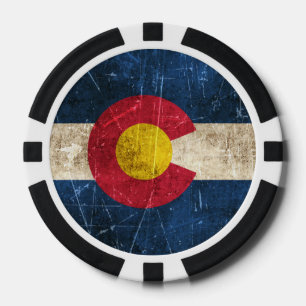 Lot De Jeton De Poker Drapeau âgé et rayé de cru du Colorado