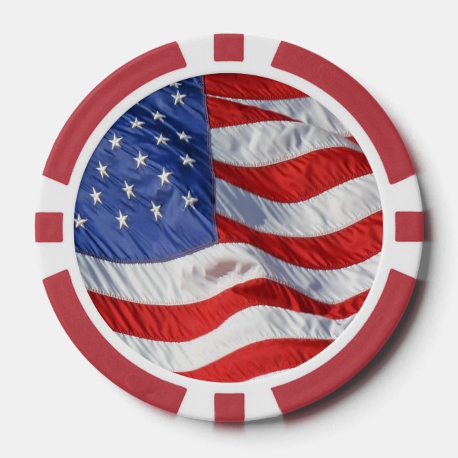 Lot De Jeton De Poker Drapeau américain agitant patriotique (Recto)