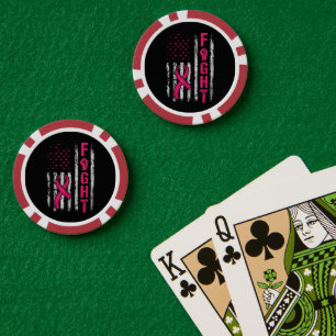 Lot De Jeton De Poker Drapeau américain de sensibilisation au cancer du