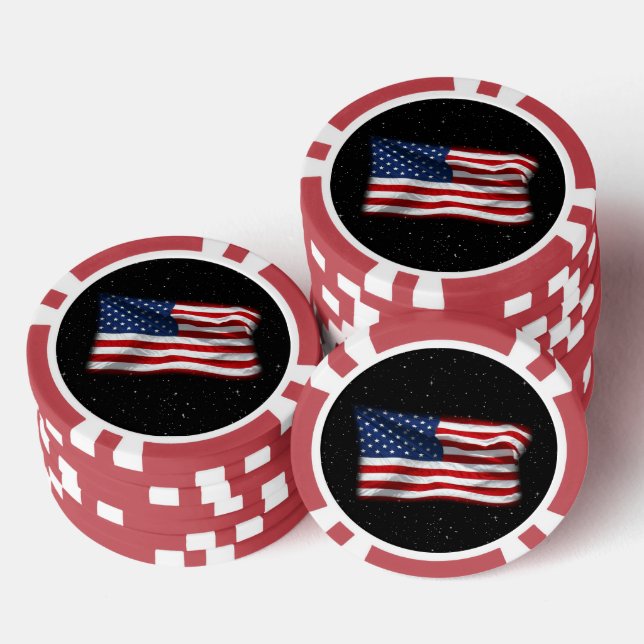 Lot De Jeton De Poker Drapeau américain patriotique États-Unis (Empiler)