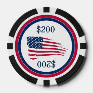 Lot De Jeton De Poker Drapeau américain tatoué