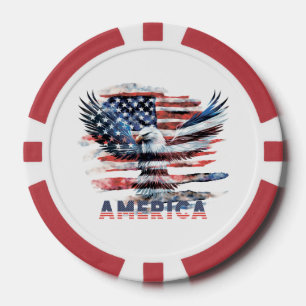 Lot De Jeton De Poker Drapeau des États-Unis. Amérique
