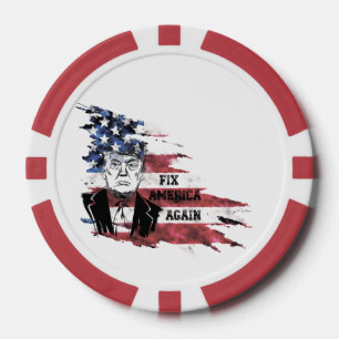 Lot De Jeton De Poker Drapeau des Etats-Unis.Donald Trump.