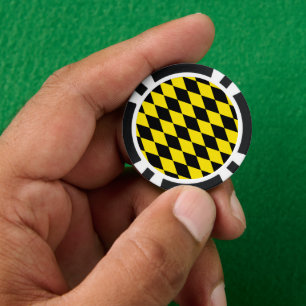 Lot De Jeton De Poker Drapeau diamant de Bavière noire et jaune Motif