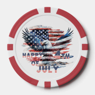 Lot De Jeton De Poker Drapeau et aigle des États-Unis. 4 juillet. Ind