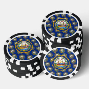 Lot De Jeton De Poker Drapeau et sceau de Granite Stater, New Hampshire