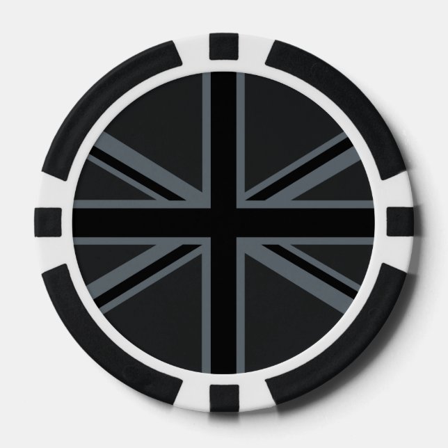 Lot De Jeton De Poker Drapeau noir Union Jack UK Design (Recto)