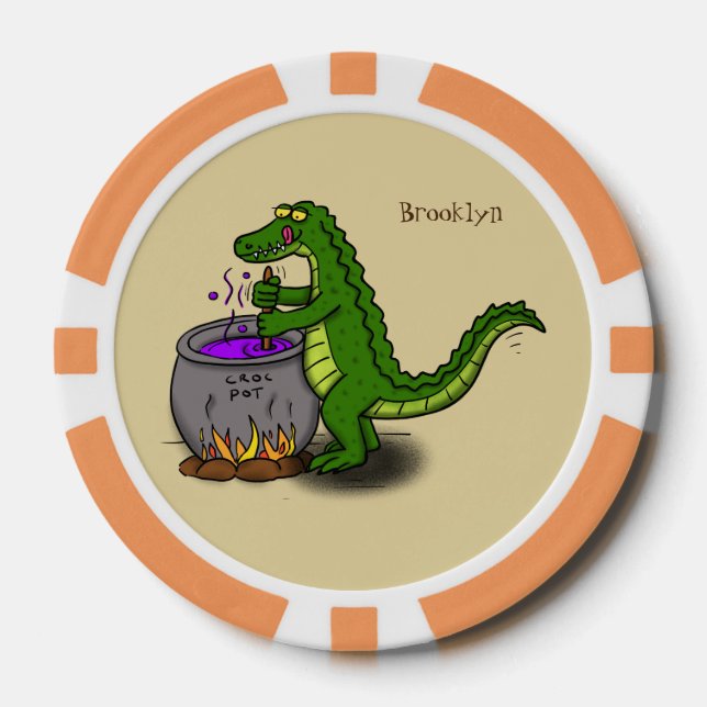 Lot De Jeton De Poker Drôle alligator vert cuisine dessin animé (Recto)