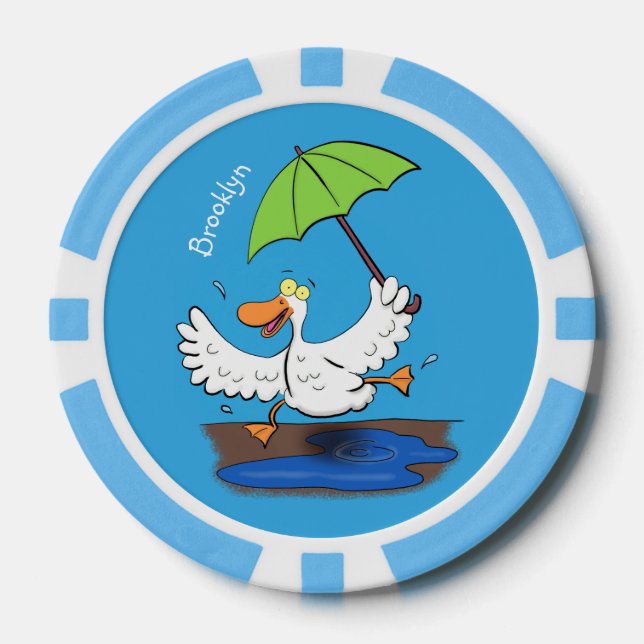 Lot De Jeton De Poker Drôle canard avec parapluie dessin animé (Recto)