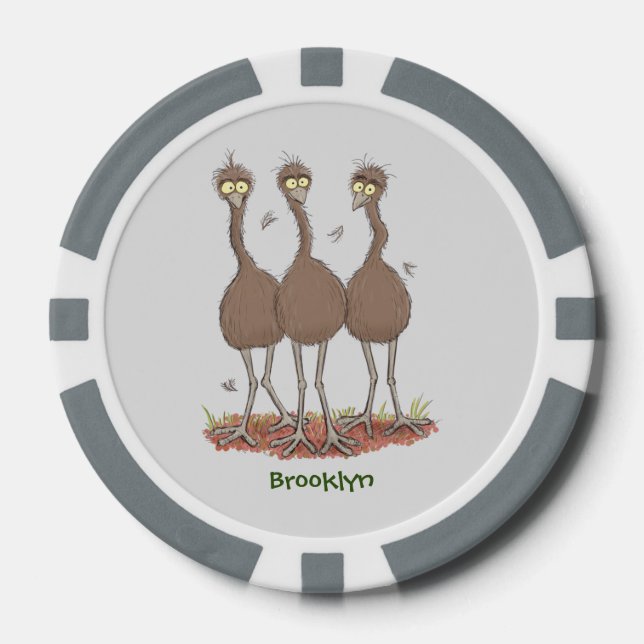 Lot De Jeton De Poker Drôle dessin animé du trio australien emu (Recto)