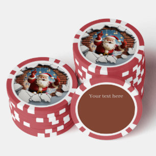 Lot De Jeton De Poker Drôle fête Noël Père Noël ajouter un texte