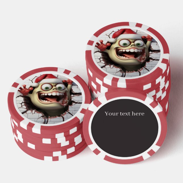 Lot De Jeton De Poker Drôle monstre festif de Noël 3ème (Empiler)