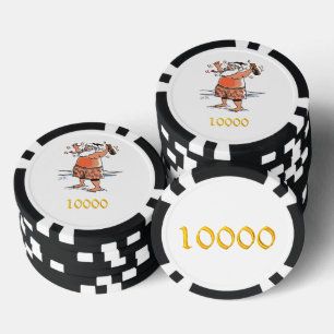 Lot De Jeton De Poker Drunk Père Noël noir or 10000 puce de poker rayé