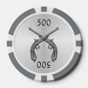 Lot De Jeton De Poker Dueling Pistols Silver