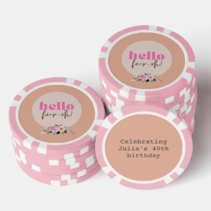Lot De Jeton De Poker Dusty Rose rétro floral "Bonjour quatre oh!"