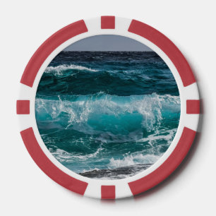 Lot De Jeton De Poker Eau bleue Vagues océaniques