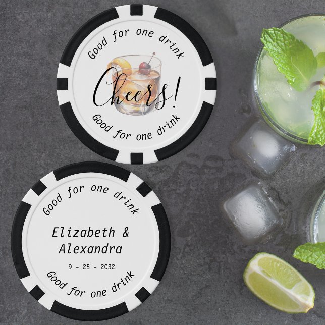 Lot De Jeton De Poker Élégant Cheers Cocktail Mariage de boisson (Elegant Cheers Cocktail Drink Wedding Poker Chips)