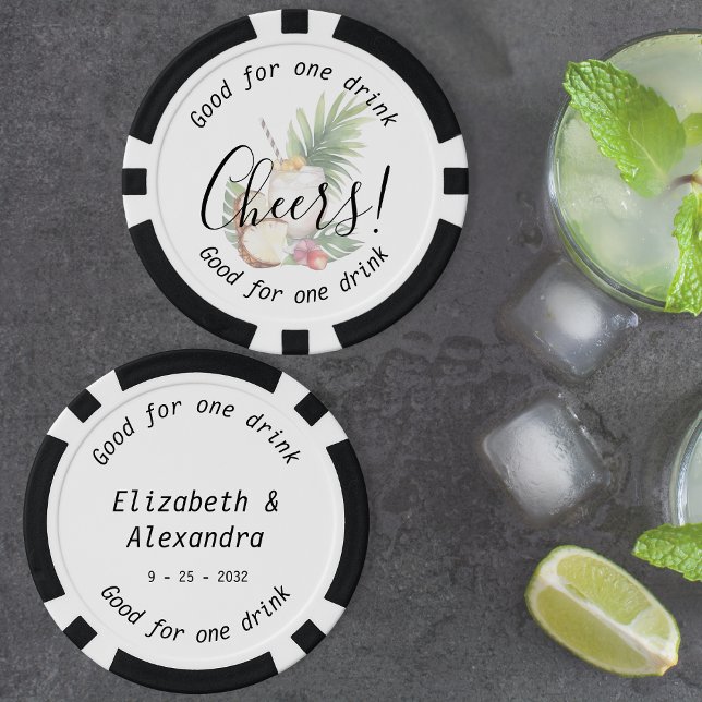 Lot De Jeton De Poker Elégant Cheers Mariage de boisson tropicale (Elegant Cheers Tropical Drink Wedding Poker Chips)
