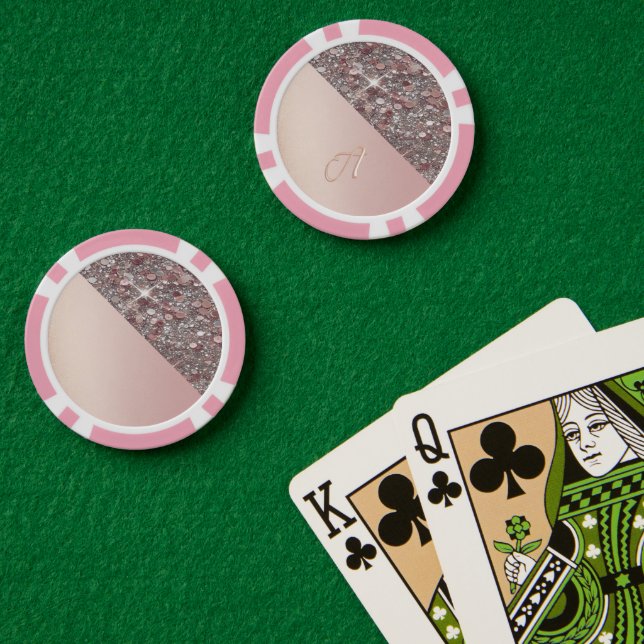 Lot De Jeton De Poker Élégant Monogramme Or Rose (Table de poker (double))