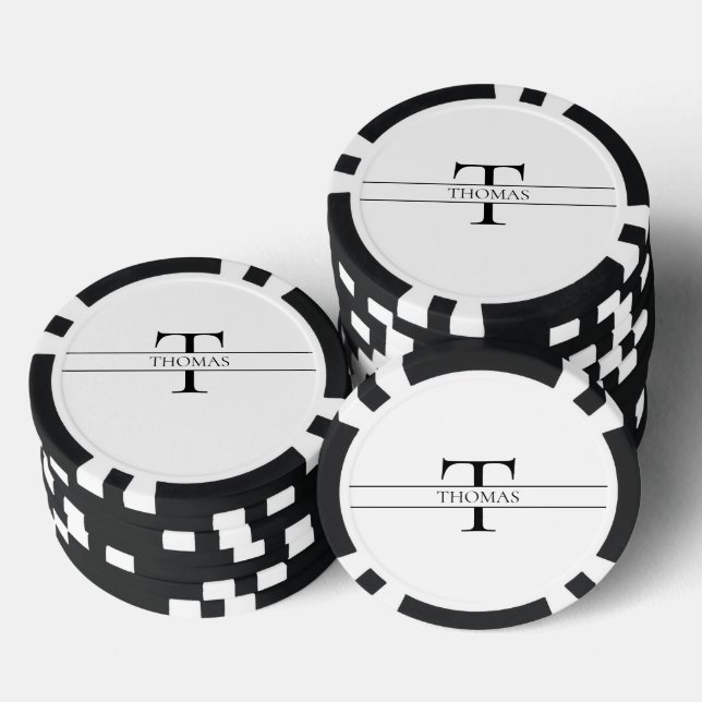 Lot De Jeton De Poker Élégant Monogramme Personnalisé Nom Personnalisé (Empiler)