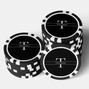 Lot De Jeton De Poker Élégant Monogramme Personnalisé Nom Personnalisé