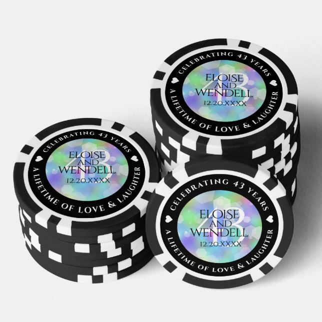 Lot De Jeton De Poker Élégante 43ème anniversaire du Mariage Opal (Empiler)
