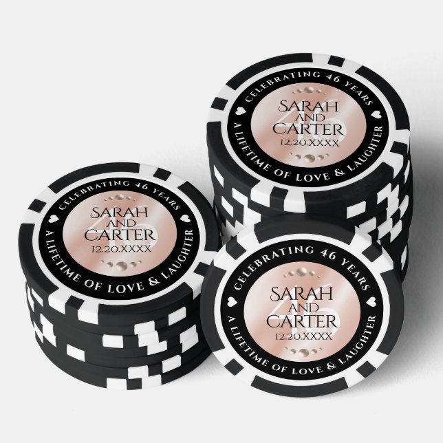Lot De Jeton De Poker Élégante célébration du 46e anniversaire du Mariag (Empiler)